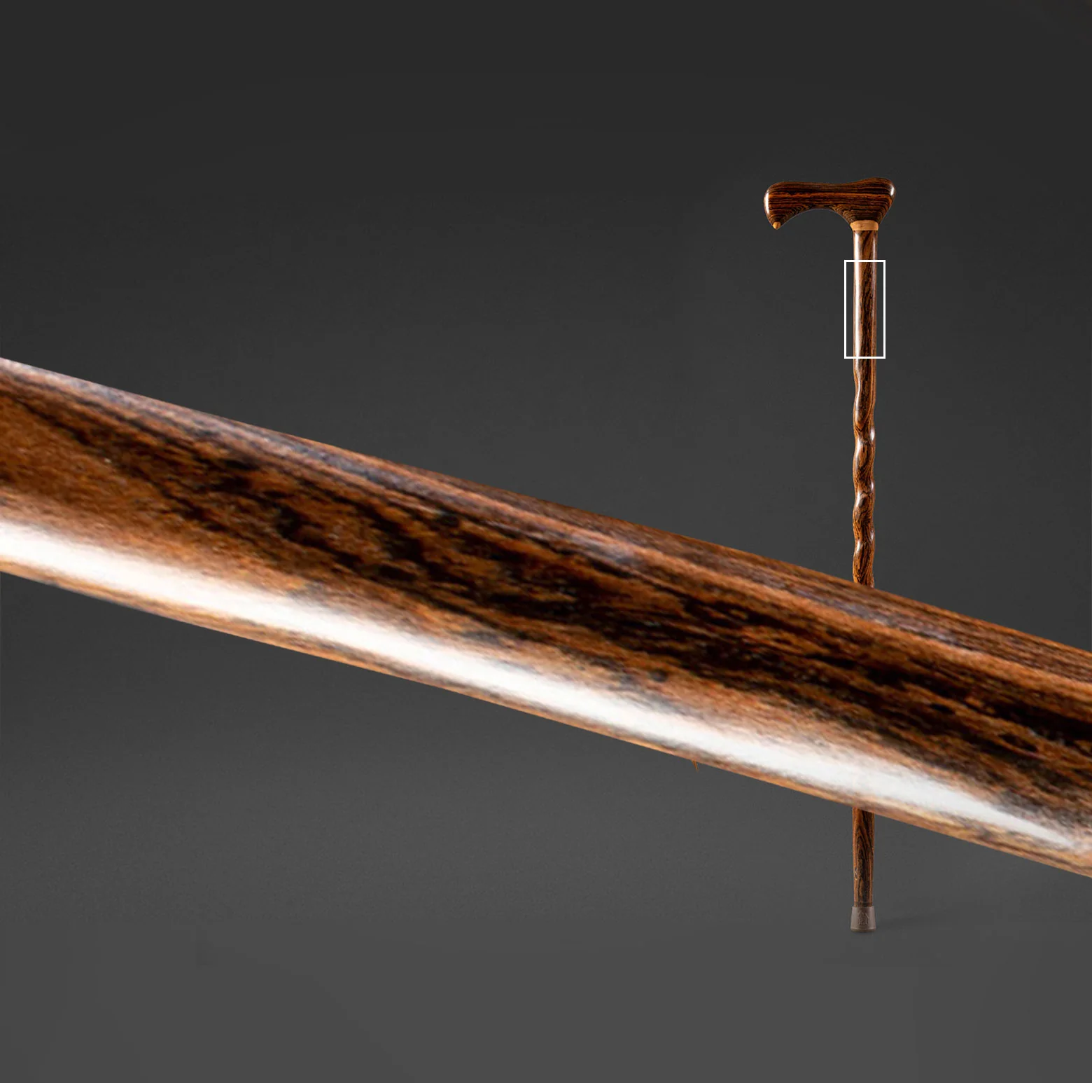 Twisted Bocote Traditional Handcrafted Walking Cane 37" - Image 7