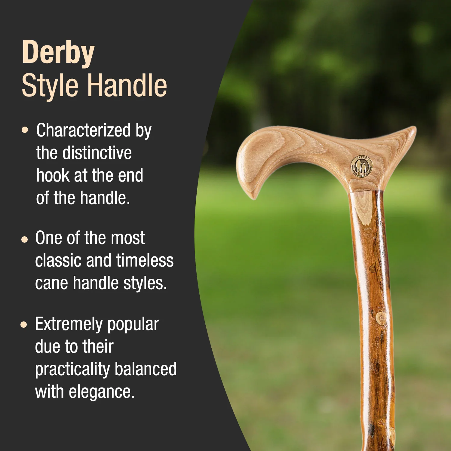 Twisted Hickory Derby Rustic Walking Cane - Image 3