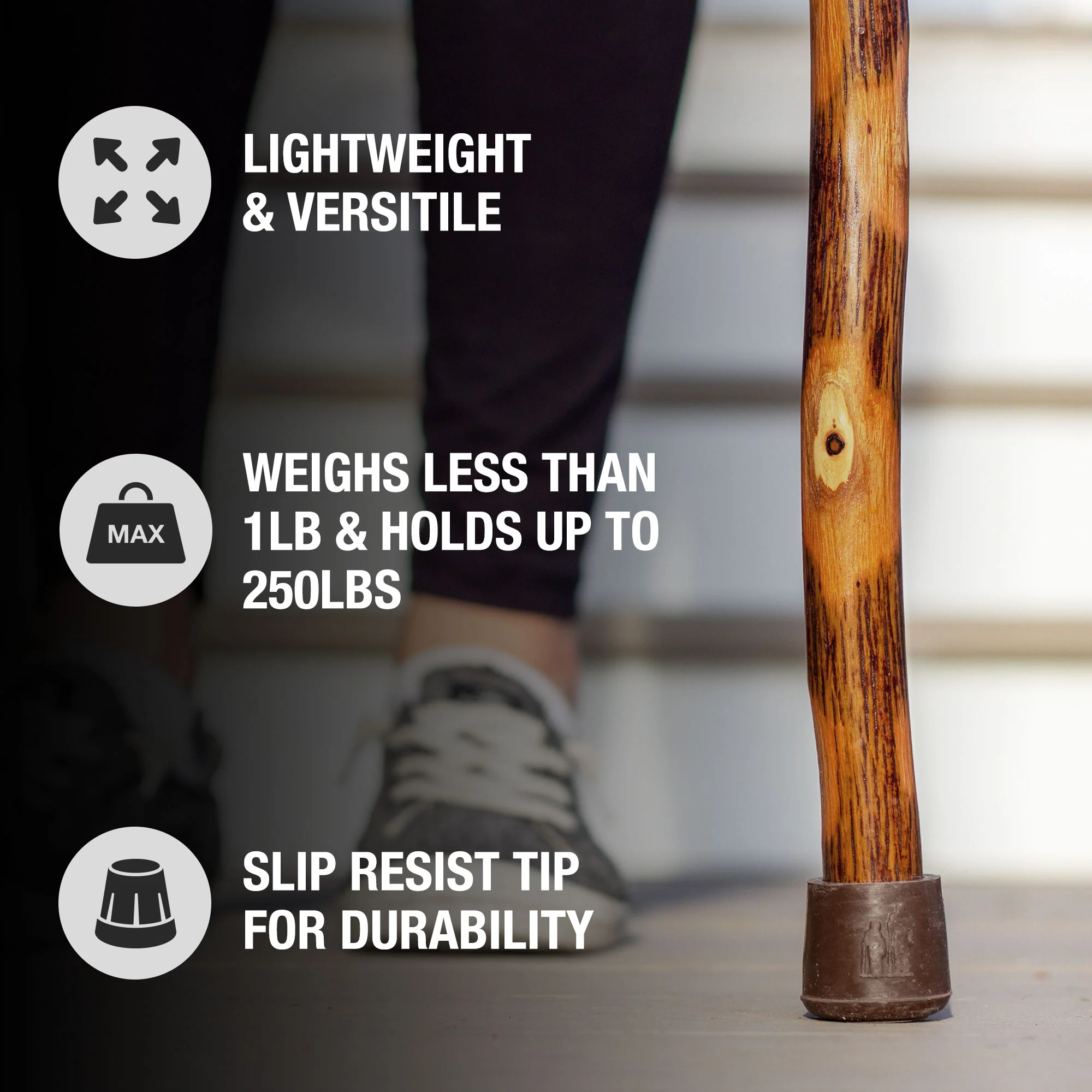 Twisted Hickory Rustic Walking Stick - Image 5