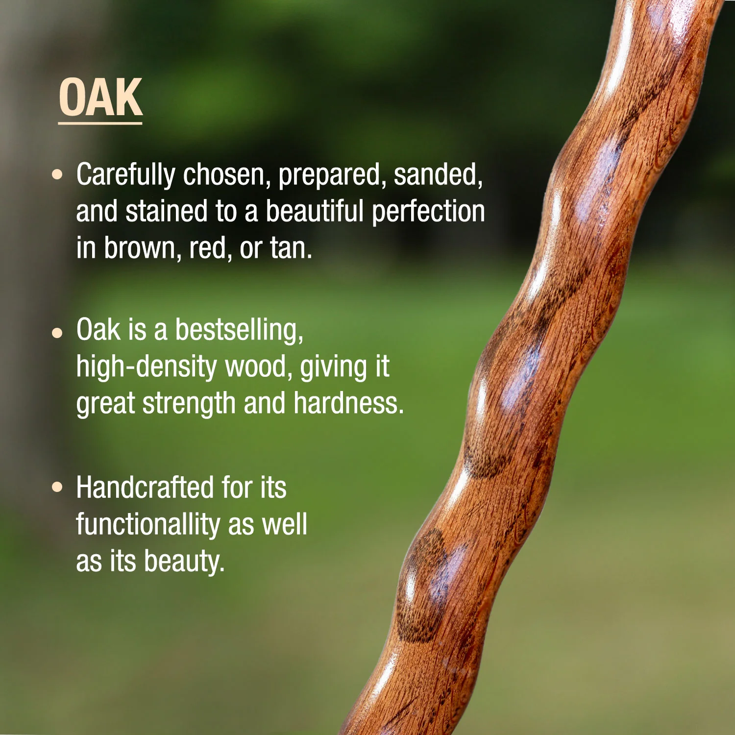 Twisted Oak Crook Neck Handcrafted Walking Cane 37" - Image 3