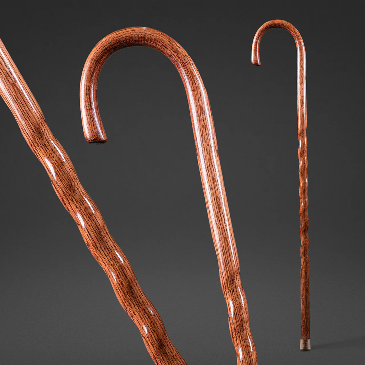 Twisted Oak Crook Neck Handcrafted Walking Cane 37" - Image 5