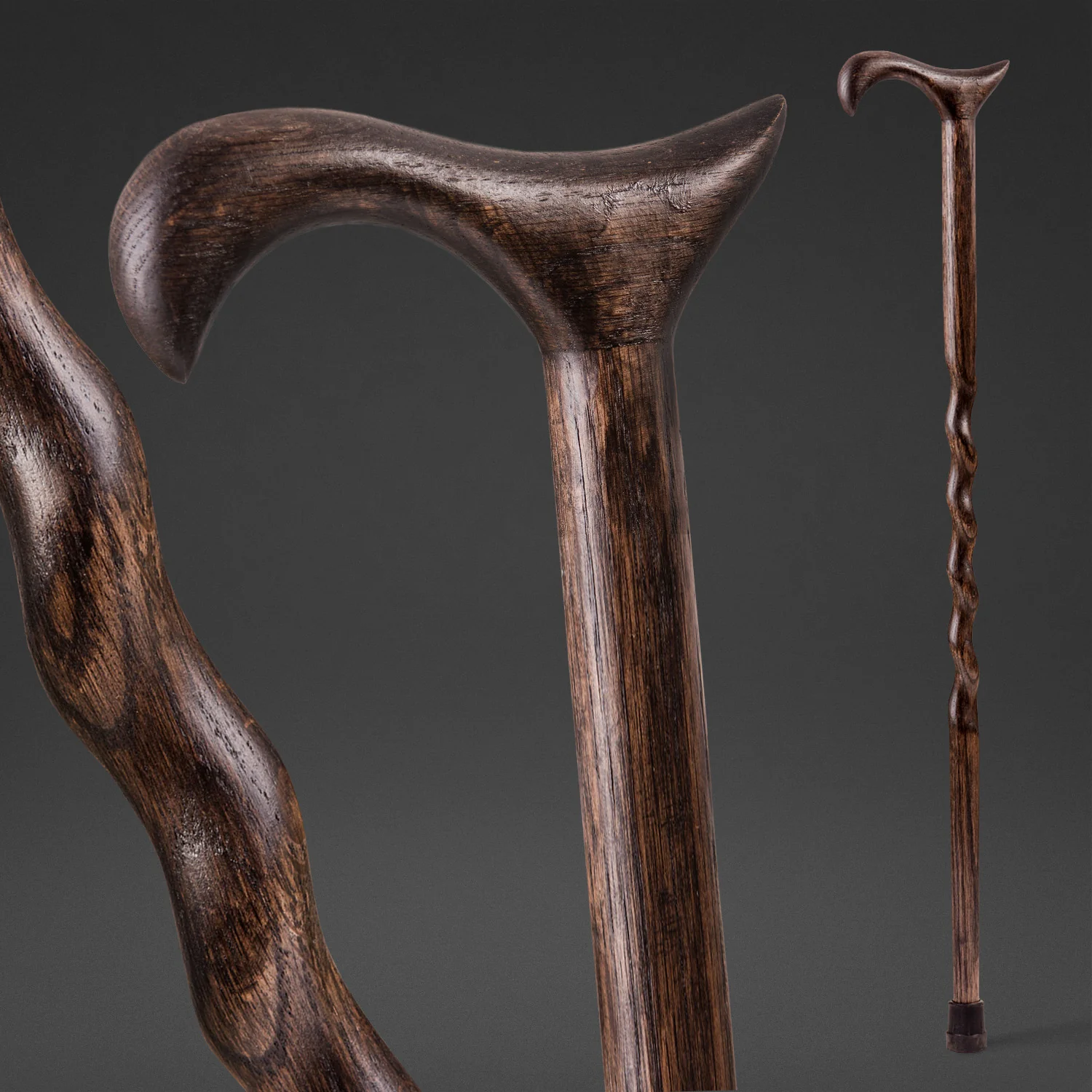 Twisted Oak Derby Handcrafted Walking Cane - Image 9