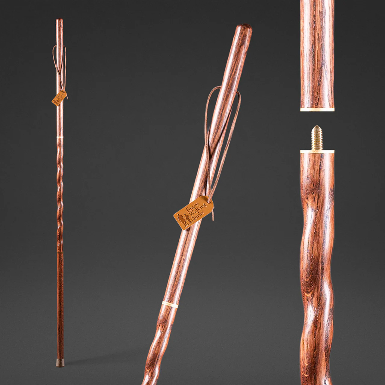 Twisted Oak Traveler's Handcrafted Walking Stick 55" - Image 3