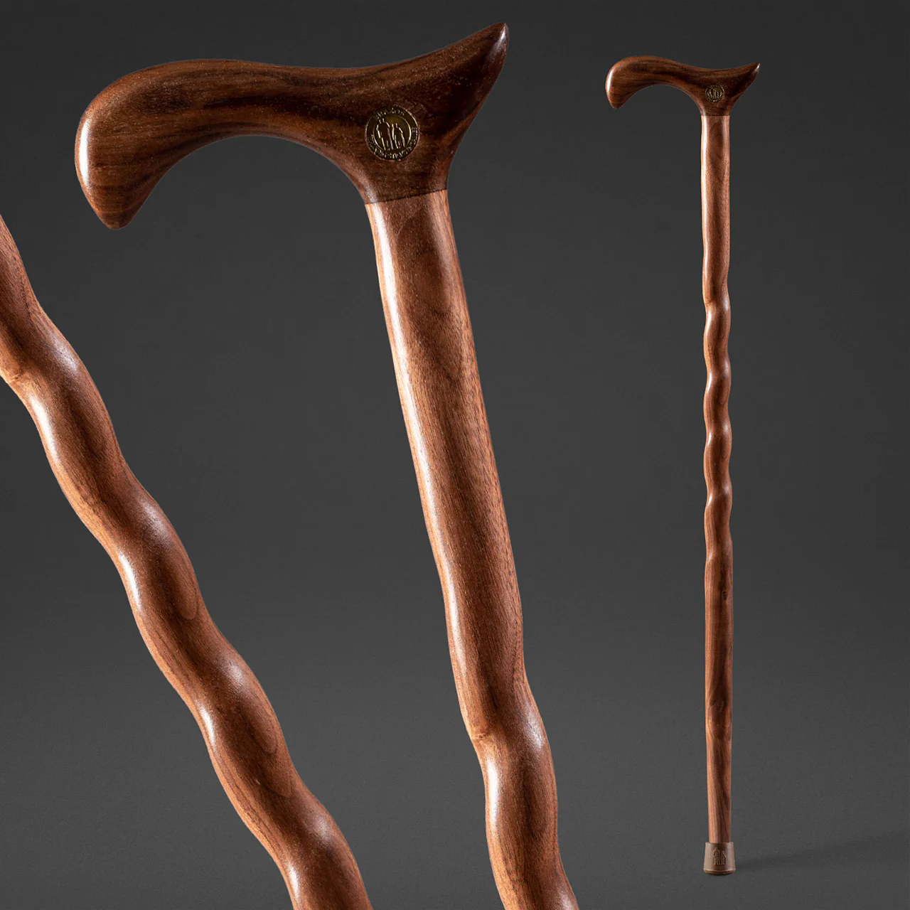 Twisted Walnut Derby Handcrafted Walking Cane 34"