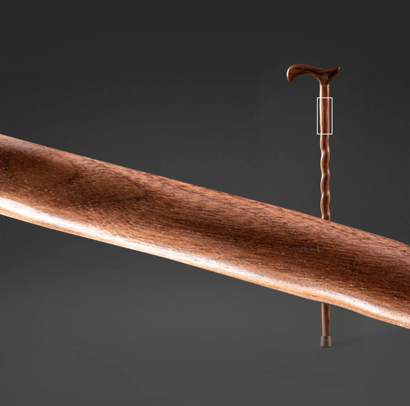Twisted Walnut Derby Handcrafted Walking Cane 34" - Image 7